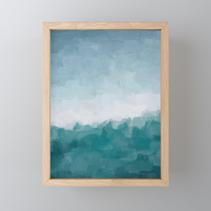Immersed in a Wave - Aqua Teal Turquoise Denim Blue Surfer Abstract Nature Ocean Painting Art Print Mini Art Print Gallery Image 1