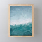 Immersed in a Wave - Aqua Teal Turquoise Denim Blue Surfer Abstract Nature Ocean Painting Art Print Mini Art Print Gallery Image 1