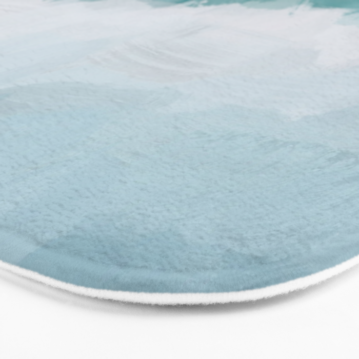 Immersed in a Wave - Aqua Teal Turquoise Denim Blue Surfer Abstract Nature Ocean Painting Art Print Bath Mat Gallery Image 3
