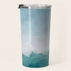 Immersed in a Wave - Aqua Teal Turquoise Denim Blue Surfer Abstract Nature Ocean Painting Art Print Travel Mug Gallery Image 3