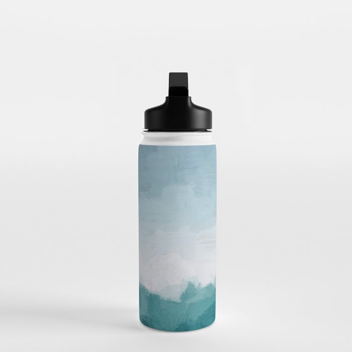 Immersed in a Wave - Aqua Teal Turquoise Denim Blue Surfer Abstract Nature Ocean Painting Art Print Water Bottle Gallery Image 3