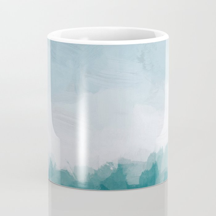 Immersed in a Wave - Aqua Teal Turquoise Denim Blue Surfer Abstract Nature Ocean Painting Art Print Coffee Mug Gallery Image 4
