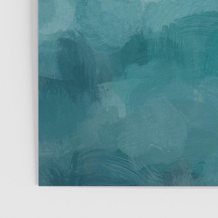 Immersed in a Wave - Aqua Teal Turquoise Denim Blue Surfer Abstract Nature Ocean Painting Art Print Poster Gallery Image 3
