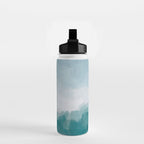 Immersed in a Wave - Aqua Teal Turquoise Denim Blue Surfer Abstract Nature Ocean Painting Art Print Water Bottle Gallery Image 2