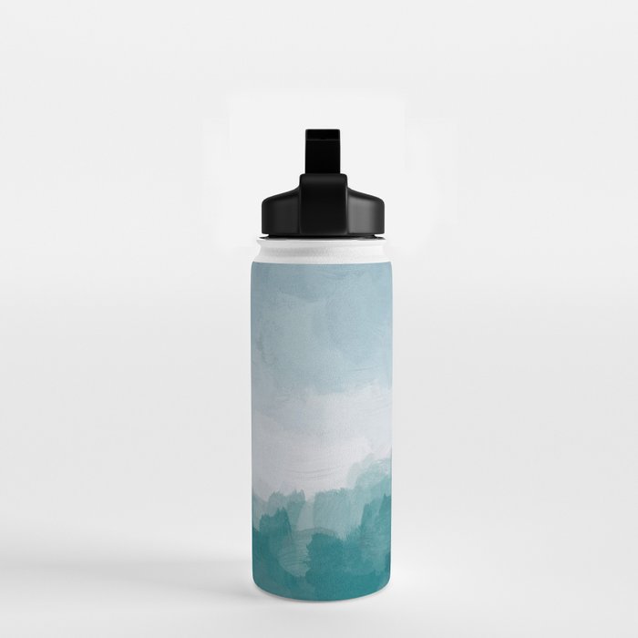 Immersed in a Wave - Aqua Teal Turquoise Denim Blue Surfer Abstract Nature Ocean Painting Art Print Water Bottle Gallery Image 2