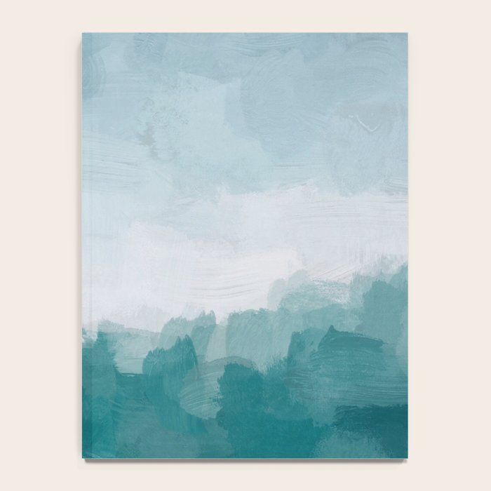 Immersed in a Wave - Aqua Teal Turquoise Denim Blue Surfer Abstract Nature Ocean Painting Art Print Notebook Gallery Image 4