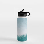 Immersed in a Wave - Aqua Teal Turquoise Denim Blue Surfer Abstract Nature Ocean Painting Art Print Water Bottle Gallery Image 1