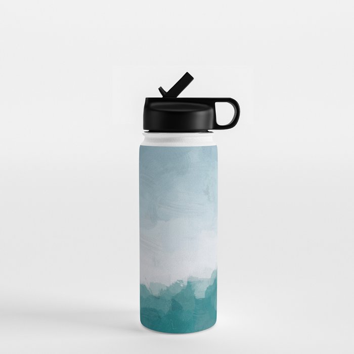 Immersed in a Wave - Aqua Teal Turquoise Denim Blue Surfer Abstract Nature Ocean Painting Art Print Water Bottle Gallery Image 1