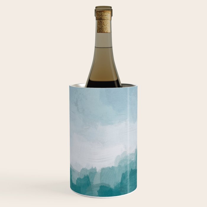 Immersed in a Wave - Aqua Teal Turquoise Denim Blue Surfer Abstract Nature Ocean Painting Art Print Wine Chiller Gallery Image 3