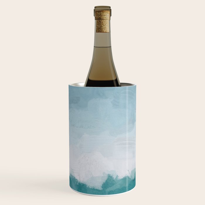 Immersed in a Wave - Aqua Teal Turquoise Denim Blue Surfer Abstract Nature Ocean Painting Art Print Wine Chiller Gallery Image 2
