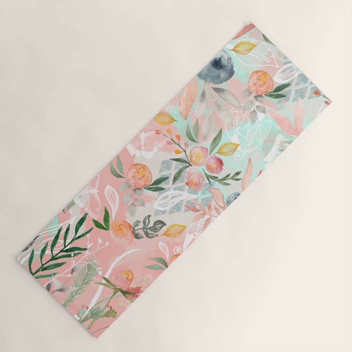 Abstract painting of flowers and plants Yoga Mat Gallery Image 1