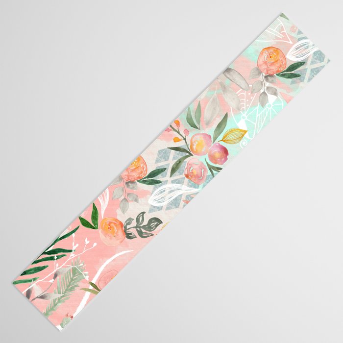 Abstract painting of flowers and plants Table Runner Gallery Image 3