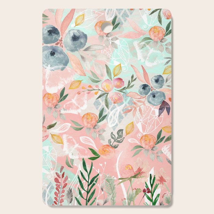 Abstract painting of flowers and plants Cutting Board Gallery Image 1