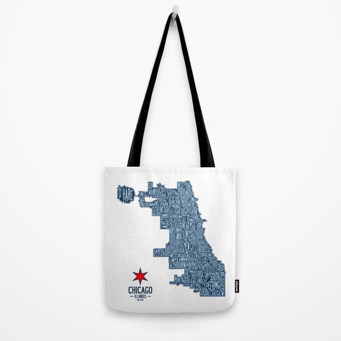 Chicago Neighborhood Map Tote Bag Gallery Image 2