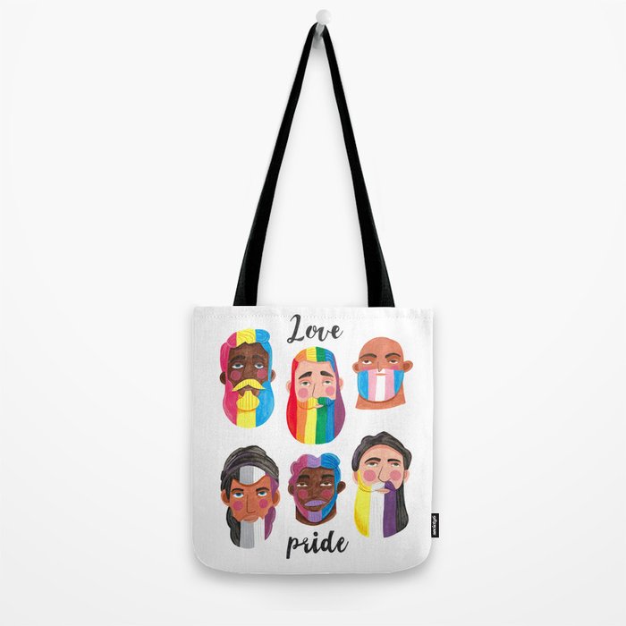 Gay pride rainbow gender flags beard men Tote Bag Gallery Image 2