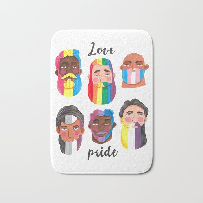 Gay pride rainbow gender flags beard men Bath Mat Gallery Image 1