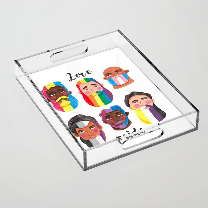 Gay pride rainbow gender flags beard men Acrylic Tray Gallery Image 1