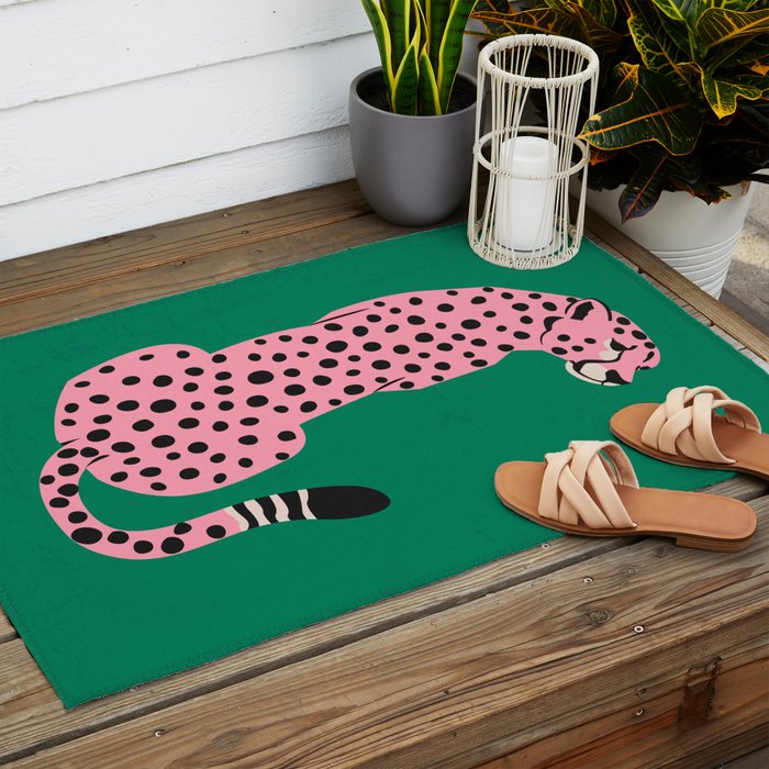 The Stare: Pink Cheetah Edition Outdoor Rug Gallery Image 2