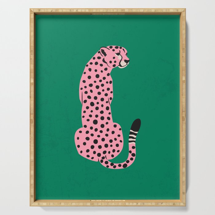 The Stare: Pink Cheetah Edition Serving Tray Gallery Image 1