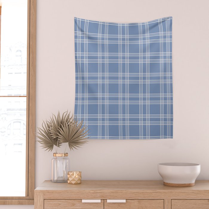 Blue Gingham Wall Tapestry Gallery Image 2
