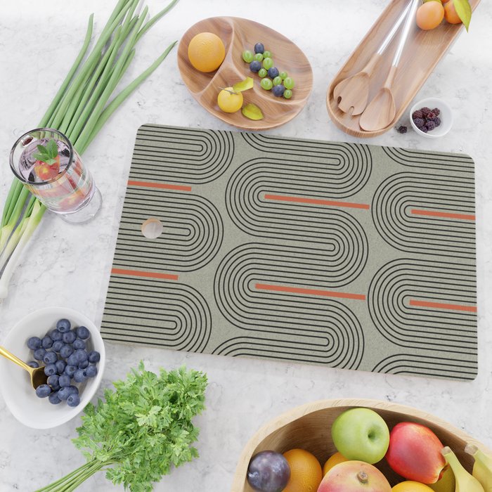 Retro Pattern Lines Cutting Board Gallery Image 2