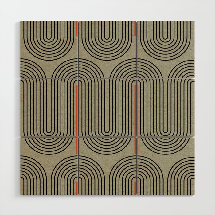 Retro Pattern Lines Wood Wall Art Gallery Image 1