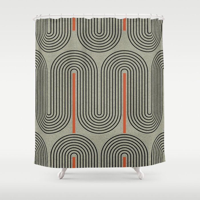 Retro Pattern Lines Shower Curtain Gallery Image 1