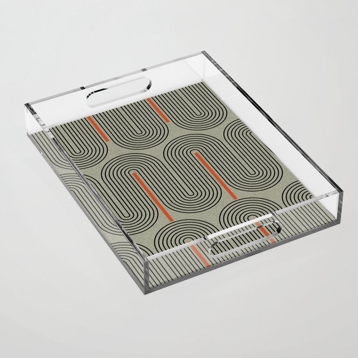 Retro Pattern Lines Acrylic Tray Gallery Image 1