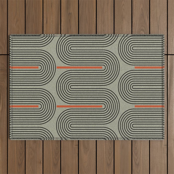 Retro Pattern Lines Outdoor Rug Gallery Image 1