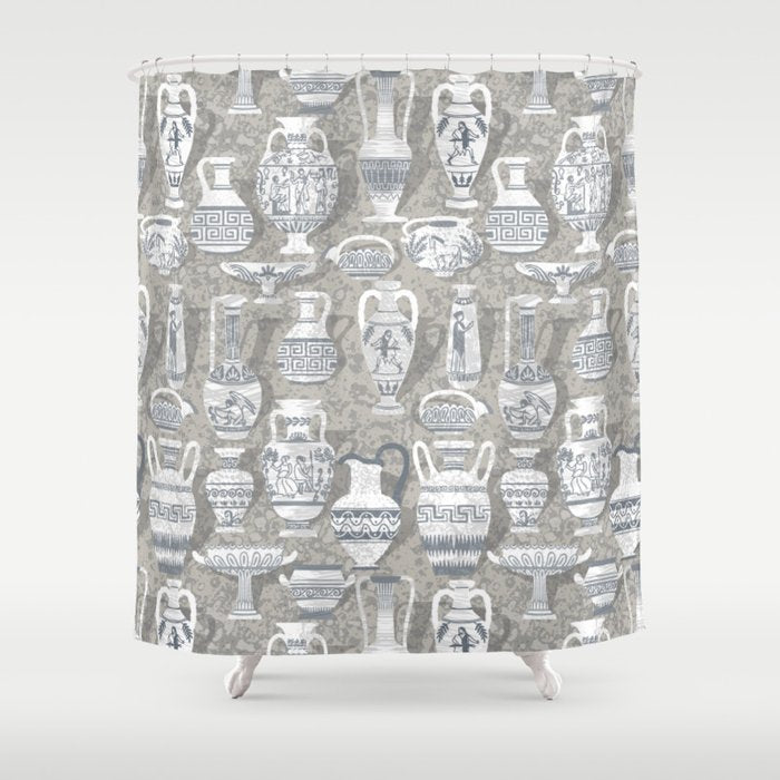 Antique pottery neutral Shower Curtain Gallery Image 1