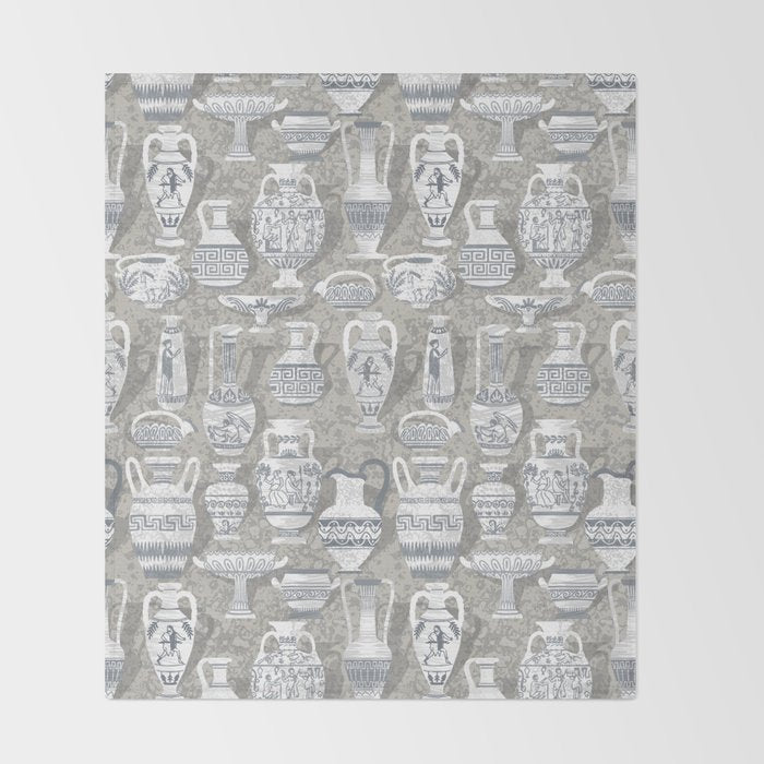 Antique pottery neutral Throw Blanket Gallery Image 2