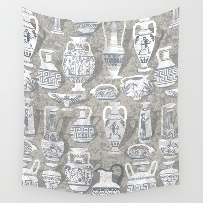Antique pottery neutral Wall Tapestry Gallery Image 4