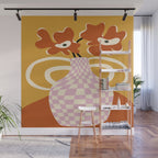 Checkered retro flower pot  Wall Mural Gallery Image 1