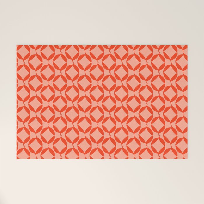 Geometric Leaves  Pink and Red Welcome Mat Gallery Image 1