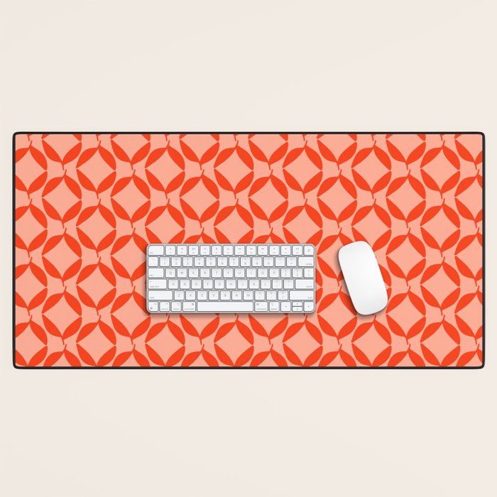 Geometric Leaves  Pink and Red Desk Mat Gallery Image 1