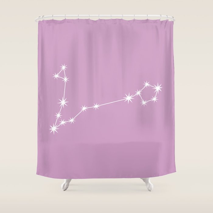 Pisces Zodiac Star Constellation Line Art Pastel Lilac Shower Curtain Gallery Image 1