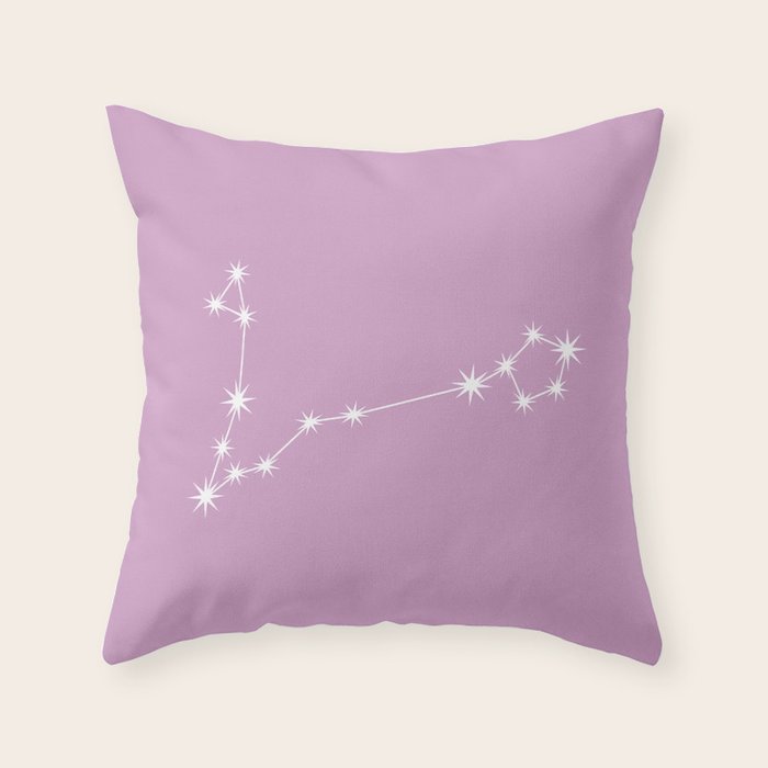 Pisces Zodiac Star Constellation Line Art Pastel Lilac Throw Pillow Gallery Image 6