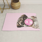 Pug with Pink Bubble Gum Rug Gallery Image 1