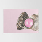 Pug with Pink Bubble Gum Rug Gallery Image 2