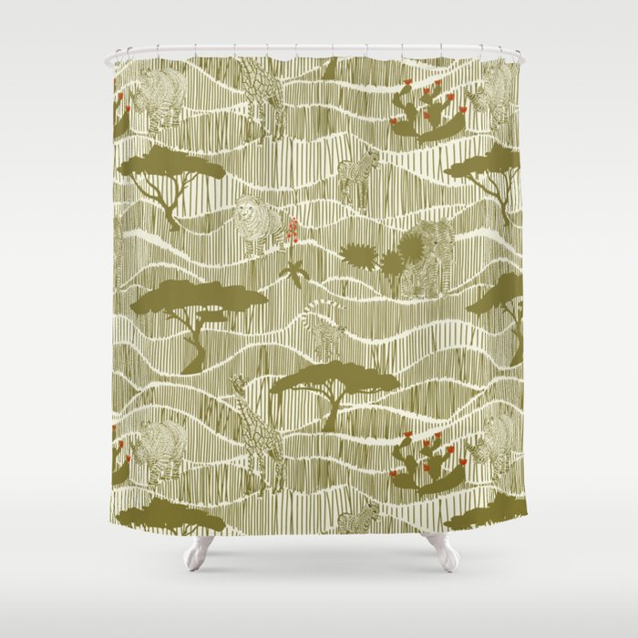 Wildlife Safari Savannah moss Shower Curtain Gallery Image 1