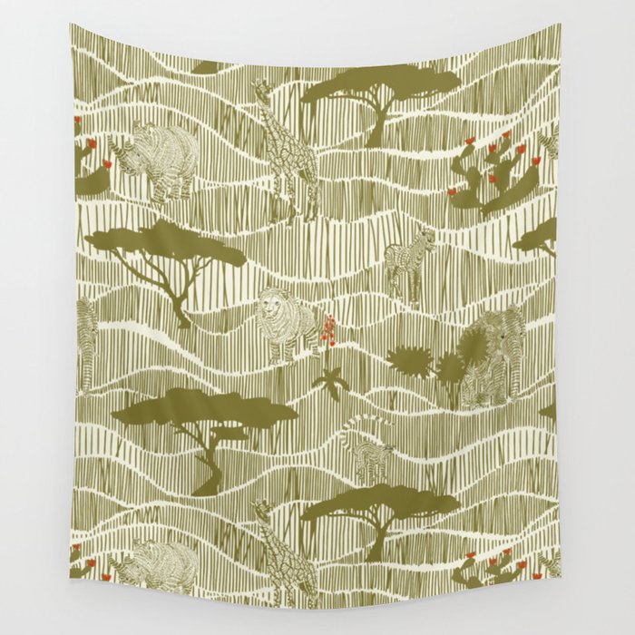 Wildlife Safari Savannah moss Wall Tapestry Gallery Image 4