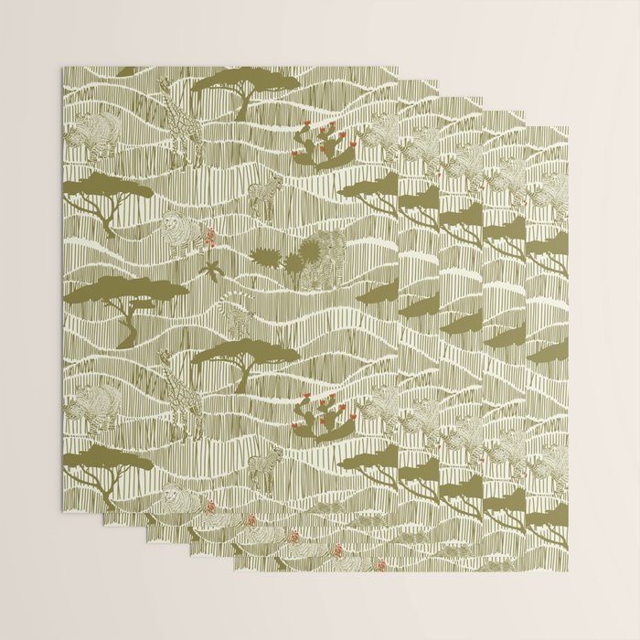 Wildlife Safari Savannah moss Wrapping Paper Gallery Image 3