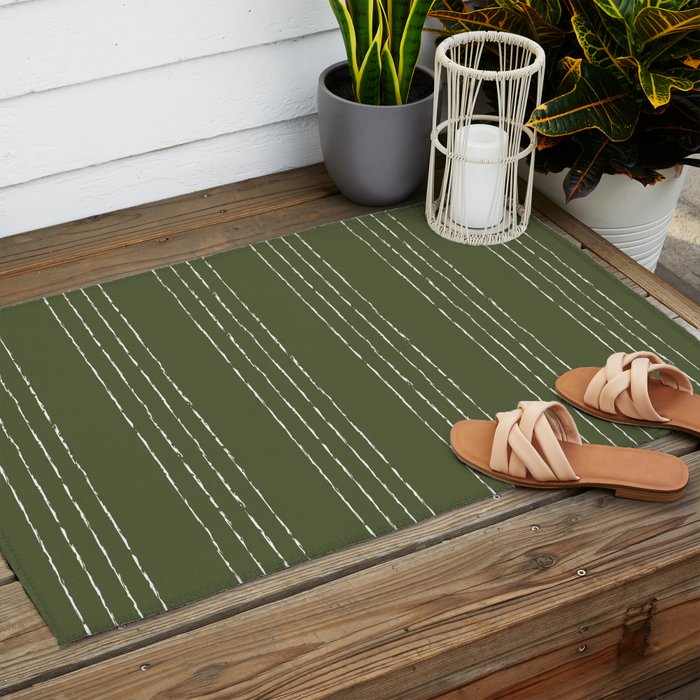 Lines #5 (Moss Green) Outdoor Rug Gallery Image 2