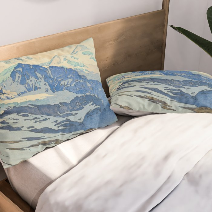 The Jungfrau Vintage Beautiful Japanese Woodblock Print Hiroshi Yoshida Pillow Sham Gallery Image 2