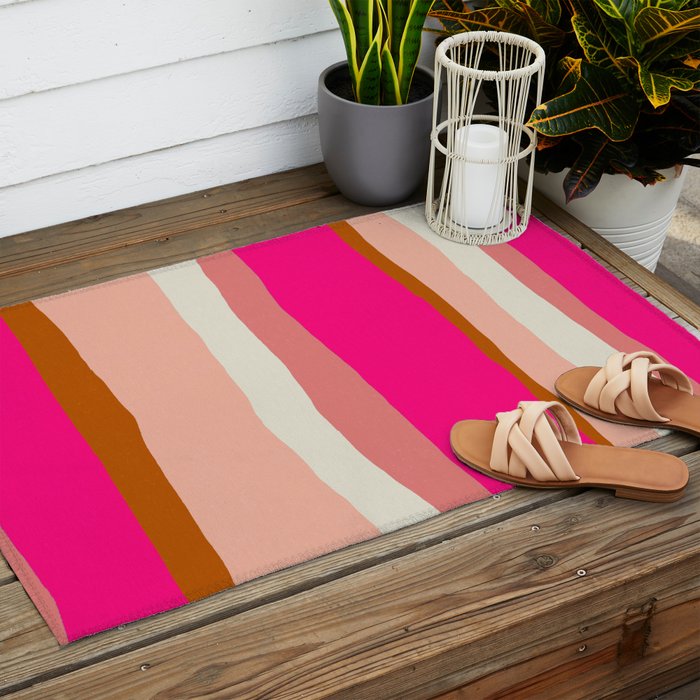 Flamingo Stripes Outdoor Rug Gallery Image 2