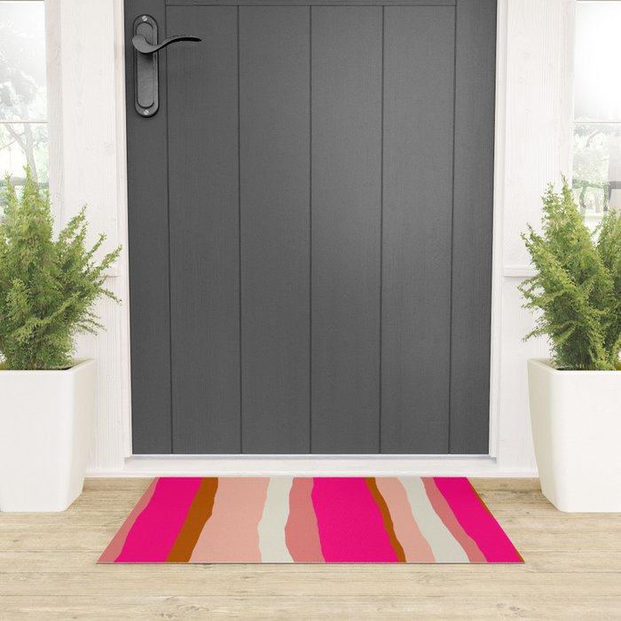Flamingo Stripes Welcome Mat Gallery Image 3