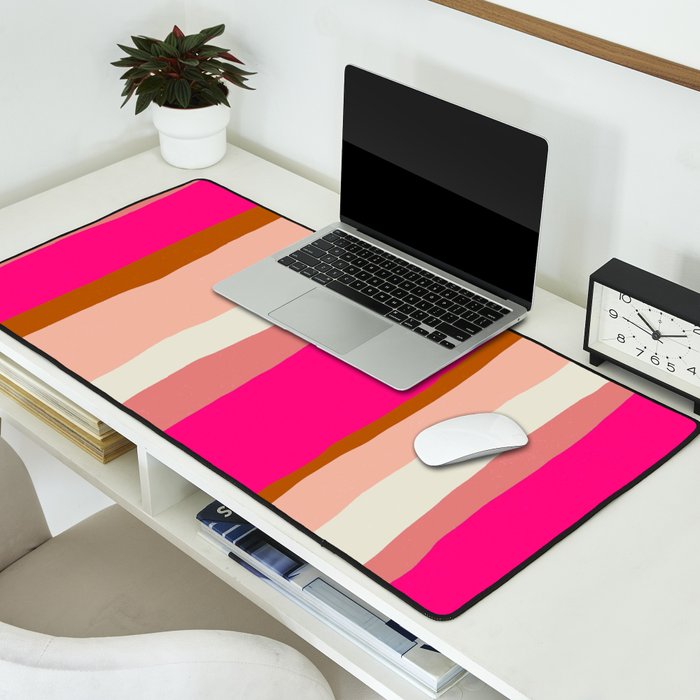 Flamingo Stripes Desk Mat Gallery Image 2