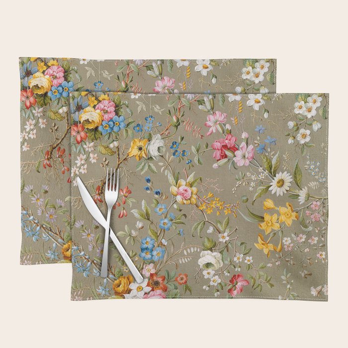 Dreamy Floral Marble End Paper 1788 William Kilburn Placemat Gallery Image 1