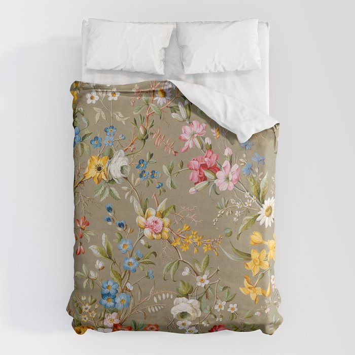 Dreamy Floral Marble End Paper 1788 William Kilburn Duvet Cover Gallery Image 1