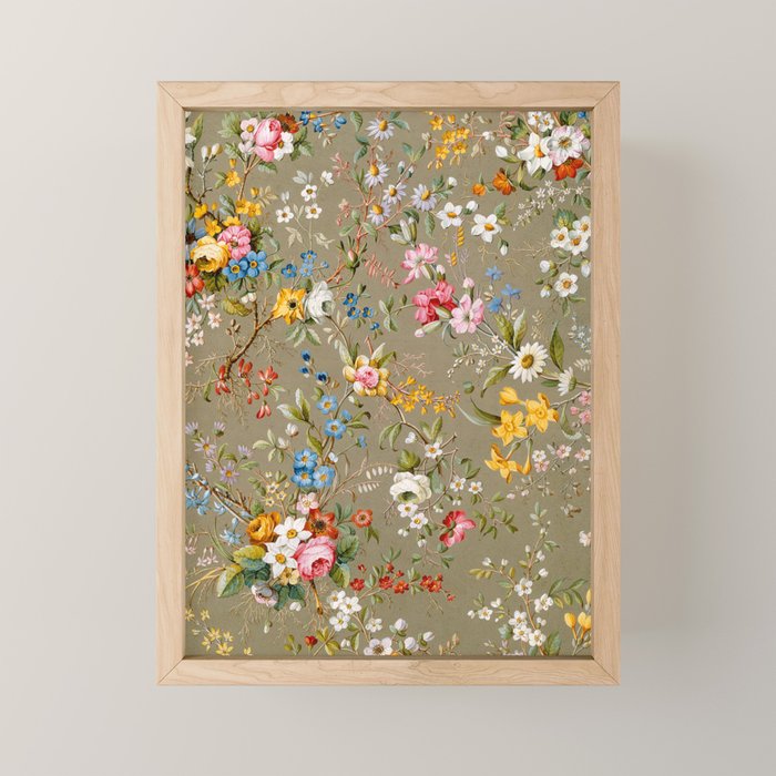 Dreamy Floral Marble End Paper 1788 William Kilburn Mini Art Print Gallery Image 1